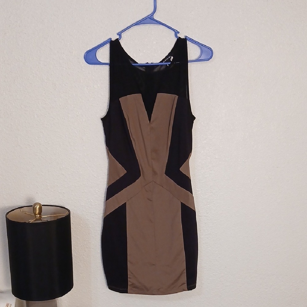 Nikibiki Black and Tan Geometric Mini Dress